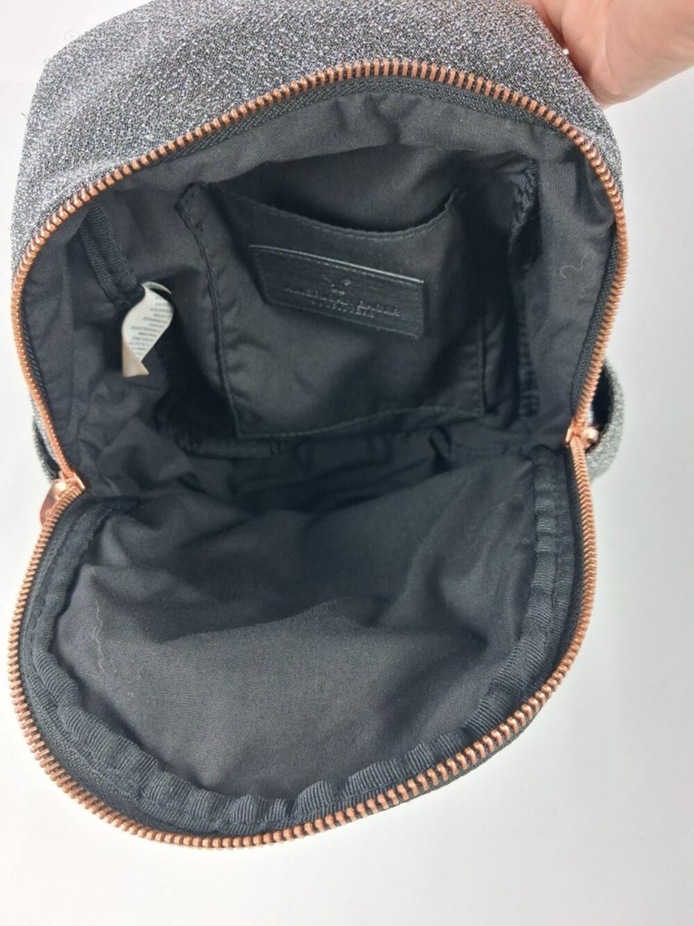 Shimmering American Eagle Mini Backpack Rose Gold Zippers Faux Leather Straps - Picture 9 of 13